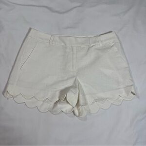 J. Crew High Waist Cream Scalloped Shorts